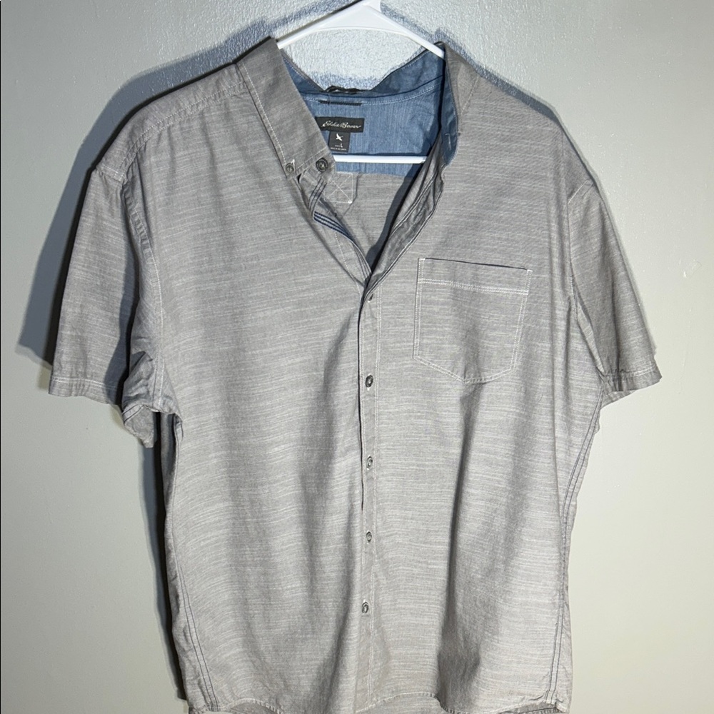 Eddie Bauer Light Gray Casual Button Down Shirt